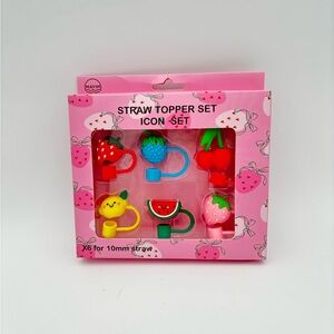 Mayim Set of 6 Cute Silicone Straw Covers Strawberry Lemon Cherry Watermelon